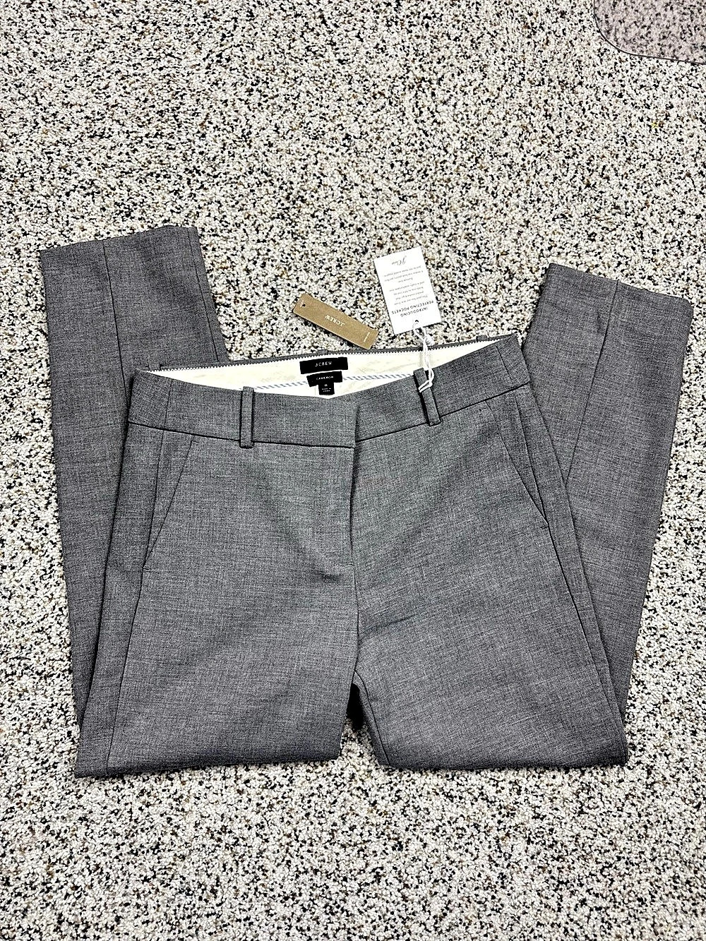 J.Crew Cameron Pant Women 8 Gray Stretch Ankle Straight Leg Office Work Business